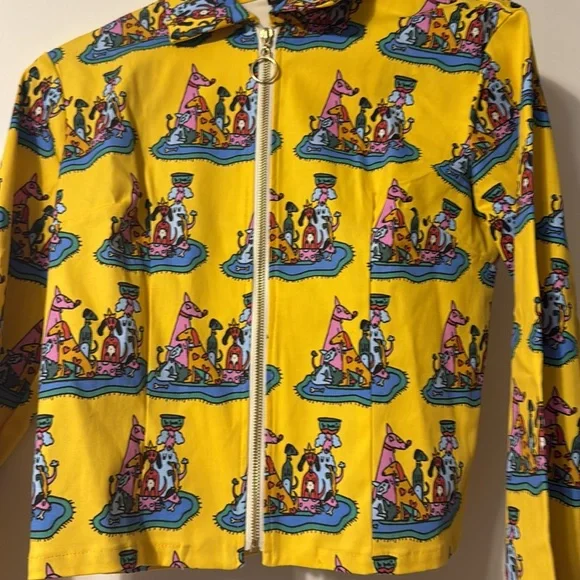Nooworks Yellow and Blue Graphic Dog Party Jacket - Picture 5 of 6